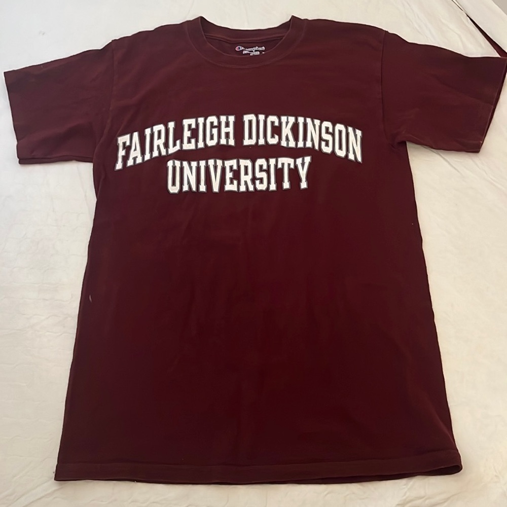 Champion Fairleigh Dickinson burgundy logo crew neck short sleeve t-shirt